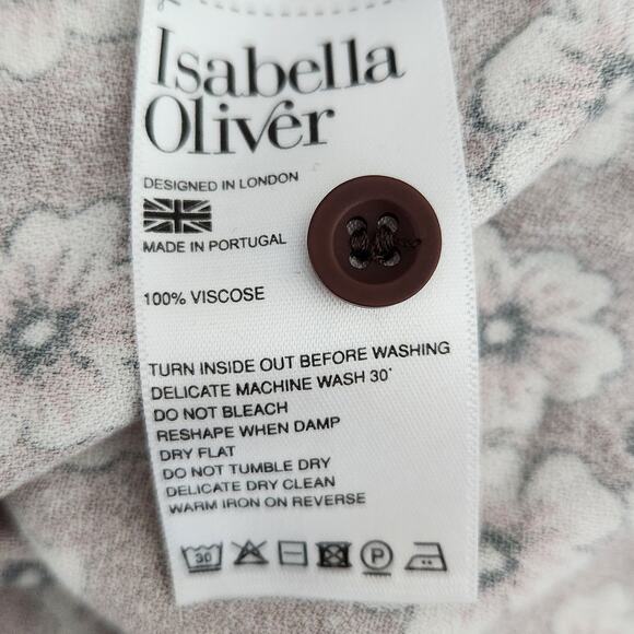 Isabella Oliver Floral Dress – Brown Long Sleeve Midi Tie Waist Maternity - Picture 9 of 10